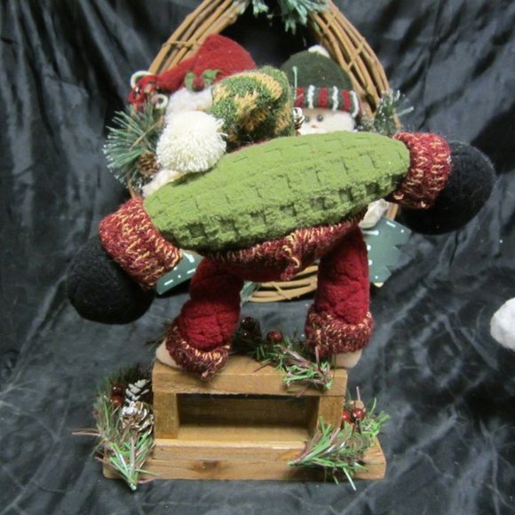 RUSTIC CHRISTMAS DECORATIONS SOME VINTAGE SANTA & SNOWMAN SET OF 5 - Picture 10 of 11